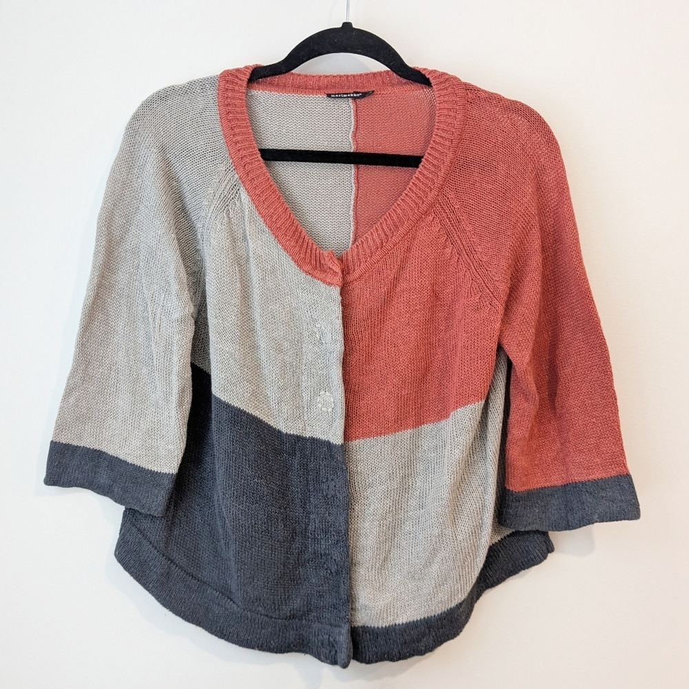 Marimekko Linen Colorblocked Cardigan